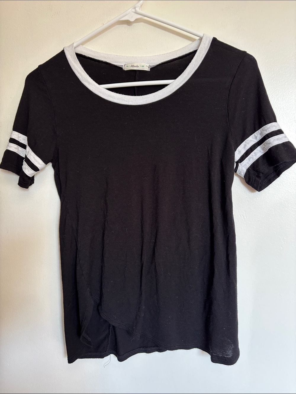 Women’s Black Ringer Tee with White Trim